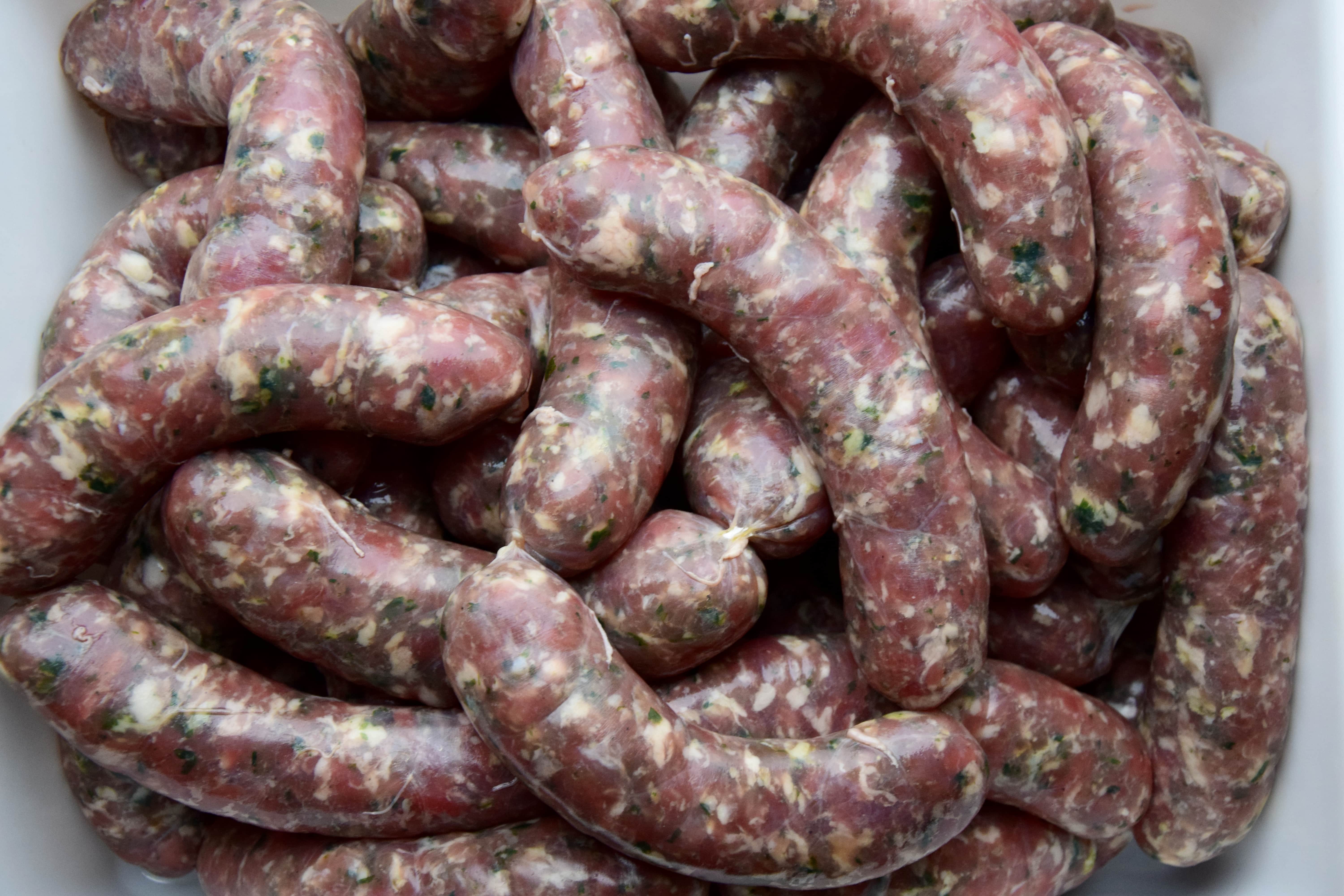 Saucisse de porc Cul-Noir Alsacien dite « Bürabrotwürschtel » : produit brut